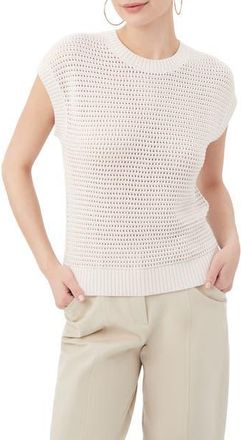 Trina Turk Yuri Open Knit Short Sleeve Pullover in Sancerre at Nordstrom, Size Medium