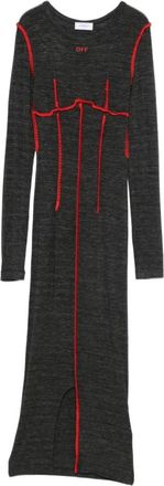 Off-white Kleedjes, Dames, Grijs, M, Rode Jurk met Grijze Naad Detail