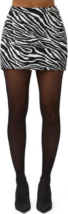 Naked Wardrobe Jacquard Zebra Stripe Miniskirt in Black/White at Nordstrom, Size X-Small