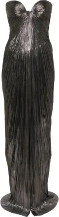 Maria Lucia Hohan Nadira Metallic-effect Pleated Maxi Dress