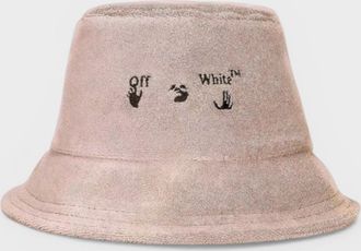 Off-white Womens Logo Terrycloth Bucket Hat Black - Cream Cotton - One Size