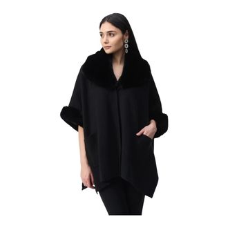 Joseph Ribkoff Brushed Jacquard and Faux Fur Cape