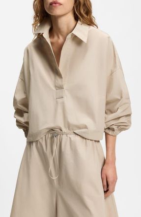 BOSS Batefa Full Sleeve Pullover in Pumice Air Cotton at Nordstrom, Size 12