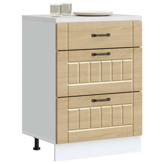 Berkfield Home Kitchen Base Cabinet Lucca Sonoma Oak Engineered Wood in Tan