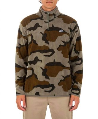 Hurley Mesa Windchill Quarter Zip Pullover Fleece Jacket In Medium Olive
