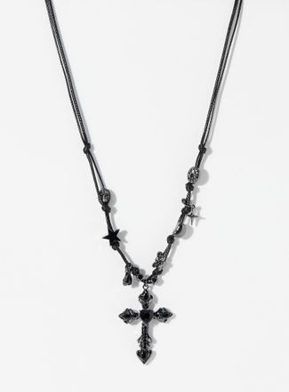 Le 31 Mens Gothic cross cord necklace