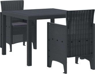 vidaXL Vidaxl - Conjunto De Comedor De Jard&iacute;n 3 Pcs Antracita Ratan Polt