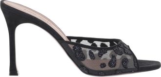 Amina Muaddi Alexa Slipper 95 - female - Amina Muaddi - Heeled Mules - Black - 3 1/2 UK - Shoes