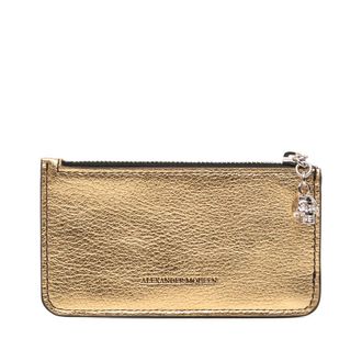 Alexander McQueen Pre-owned Alexander McQueen Metallic Leather Skull Charm Zip Card Holder Ladies WNLTXI39JGP4PHA8