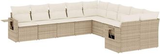 vidaXL Juego De Sof&aacute;s Jard&iacute;n Con Cojines Beige 10 Pzas Rat&aacute;n Sint&eacute;tico Vidaxl