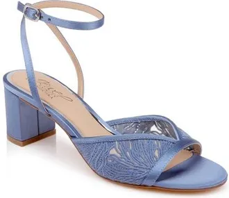 Badgley Mischka Zaira Ankle Strap Sandal in Azure Blue Satin at Nordstrom, Size 9.5
