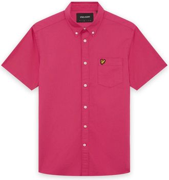 Lyle & Scott Short Sleeve Oxford Shirt - Heren - Korte mouwen Overhemden - Roze - S - Katoen - Overhemden
