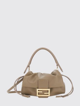 Fendi Borsa mini Baguette in nappa con chiusura a coulisse e logo FF
