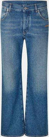 Off-white Womens Off White Wide Leg Relaxed Fit Jeans in Medium Blue - Size 28W/32L