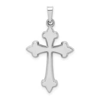 Diamond2Deal 14k White Gold Polished Fleur de Lis Cross Pendant