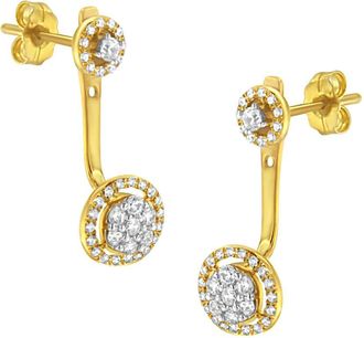 House of Brilliance 14K Yellow Gold Plated Silver 5/8 Ct Diamond Removable Stud and Dangle Earrings at Nordstrom