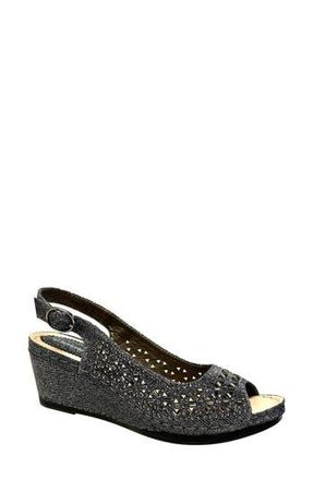 Ninety Union Anita Crystal Embellished Slingback Wedge Sandal in Pewter at Nordstrom Rack, Size 10