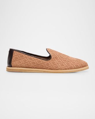 Giuseppe Zanotti Mens Iknu Leather-Trim Cotton Loafers