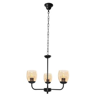 Netlighting Livia Multi Arm Pendant Ceiling Light Black Amber 40cm