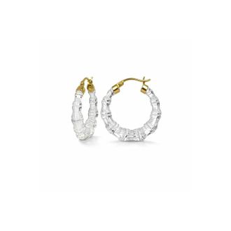 Gold & Honey Womens Mini Lucite Bamboo Hoop Earrings In Clear