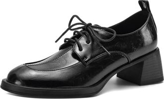 Generic Womens Block Heel Oxfords Smooth PU Leather Upper Lace-Up Round Toe Thick Sole Multi Color Options Adjustable Laces Pull Tab Stitched Detail Comfortab