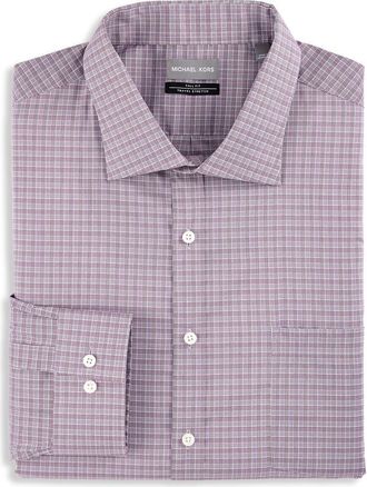 Michael Kors Big & Tall Performance Plaid Dress Shirt in Wine at Nordstrom, Size 17.5 - 38