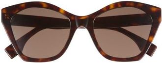 Fendi Lettering 52mm Square Sunglasses in Dark Havana /Brown at Nordstrom