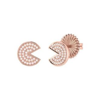 LuvMyJewelry Pac Man Candy Sterling Silver Diamond Earring in 14Kt Rose Gold Vermeil at Nordstrom