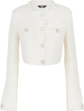 GCDS Cropped Tweed Jas - Dames - Blazers - Wit - XL - Tweed - Jassen