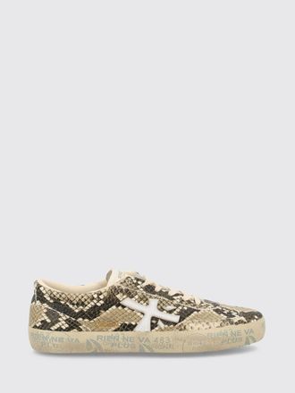 Premiata David Python-Print Leather Sneakers with Contrast Logo