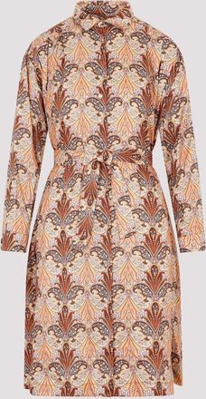 Etro Etro Womens Printed Shirt Dress - Tan Silk - Size EU 36 (Womens)
