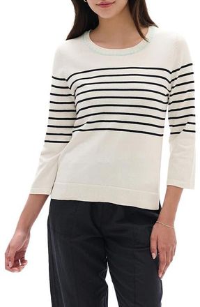 Hatley Black Stripes Sweater in Whisper White at Nordstrom, Size X-Large