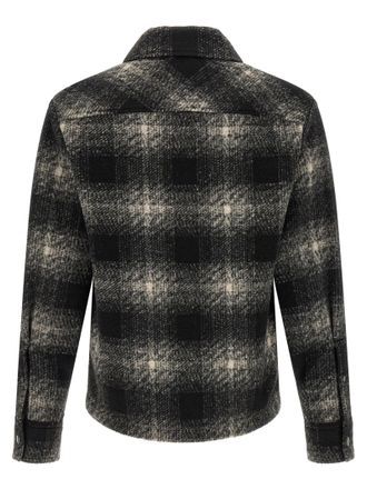 Moncler Check Wool-Blend Overshirt - Black