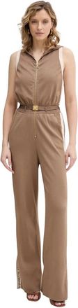 Elisabetta Franchi Jumpsuit van gebreide stof met glanzende viscose banden - Dames - Jumpsuits - Bruin - XS - Jumpsuits & Playsuits
