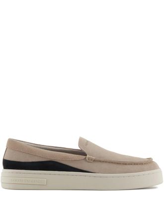 A|X Armani Exchange Su&egrave;de slip-on sneakers - Beige