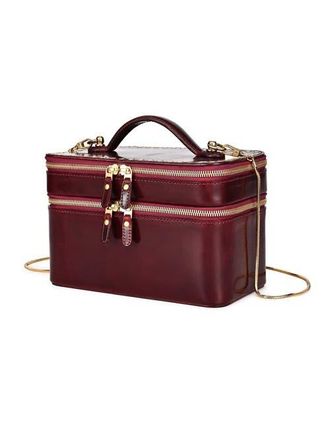 OLD TREND Ixia Genuine Leather Vanity Mini Trunk in Maroon at Nordstrom