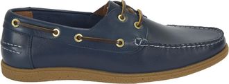 Desa Mens Leather Slip-Ons - Flat Heel, No Closure | Dark Blue - 44