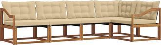 vidaXL Conjunto De Sof&aacute;s De Exterior 5 Uds. Natural Y Beige Vidaxl