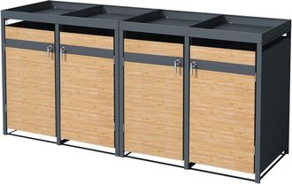 ML Design Ml-design - Cobertizo De Exterior Para 4 Cubos De Basura De 240l 132x80x124 Cm Con Aspecto Alerce Mueble Cubrecontenedor De Acero Resistente Con Techo