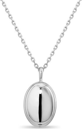 Devata Contour-lined Dome Pendant Necklace in Rhodium Plated Sterling Silver at Nordstrom, Size 18