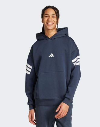 adidas Future Icons - Felpa con cappuccio color inchiostro aurora con 3 strisce-Blu navy