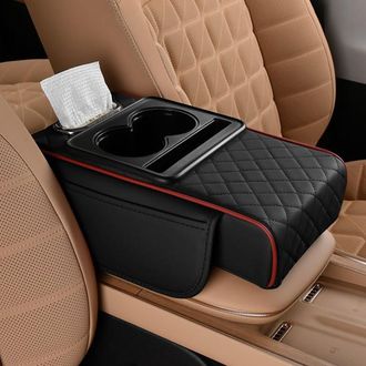 No Brand Alfombrilla Para Reposabrazos De Coche, Tapa De Consola Central 5 En 1 Con 2 Bolsas De Almacenamiento, Portavasos Y Compartimento Para Caja De Pa&ntilde;uelo