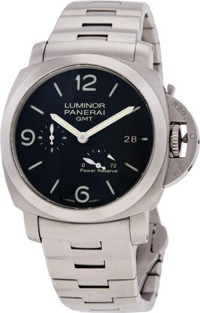 Officine Panerai Pre-owned Panerai Luminor 1950 3 Days GMT Power Reserve Automatic Black Dial Mens Watch PAM00347