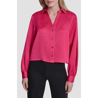 DKNY Grommet Collar Button-Up Shirt in Hot Pink at Nordstrom, Size X-Small