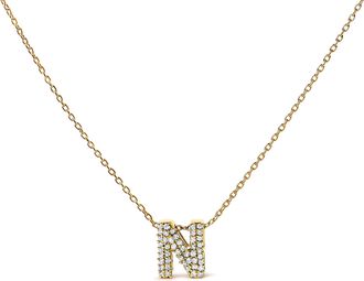 House of Brilliance 10K Gold Diamond Accent A-Z Initial Bubble Pendant Necklace