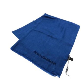 Dolce & Gabbana Pre-owned Scarves, male, Blue, Size: ONE SIZE Pre-owned Gq241E Cashmere Scarf