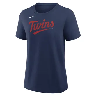 Nike Minnesota Twins Wordmark Nike Womens MLB T-Shirt in Blue | 01K944BTIS-M3X