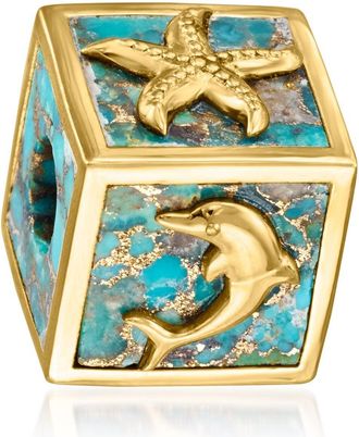 Ross-Simons Turquoise Sea Life Bead Charm in 18kt Gold Over Sterling