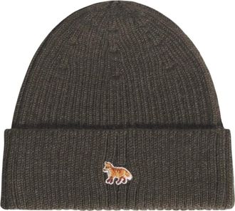 Maison Kitsun&eacute; Baby Fox Muts - Heren - Hoeden - Groen - ONE Size - Wol - Accessoires