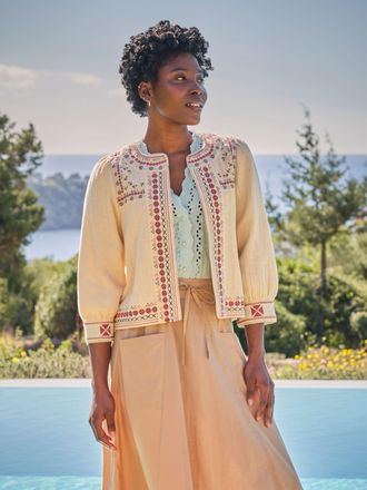 Fat Face FatFace Zoe Ivory Embroidered Jacket